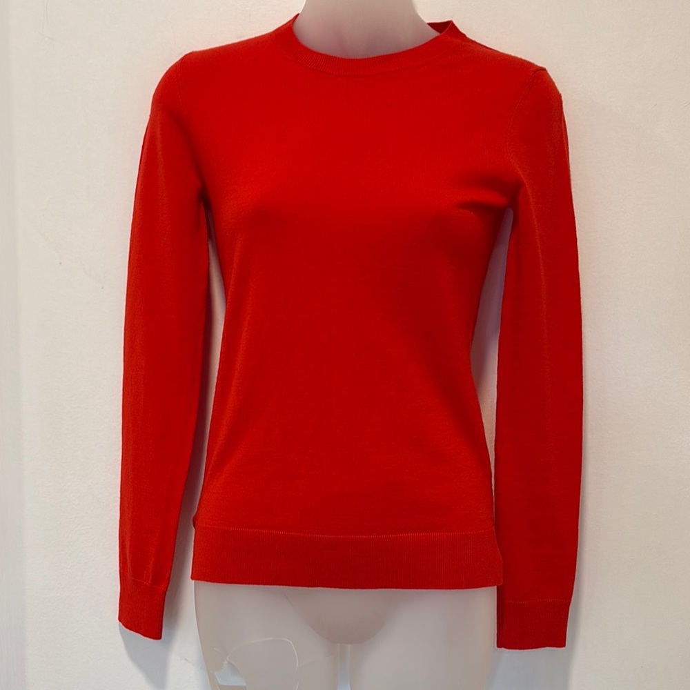 Theory Red Wool Crew Neck Sweater Like New Size P/TP